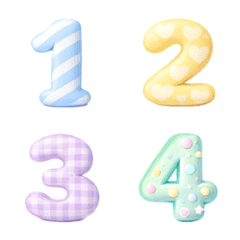 อิโมจิ ตัวเลข อ้วนกลม พาสเทล คิวท์