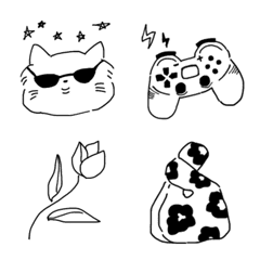ボールペンでかいたようなモノクロ絵文字