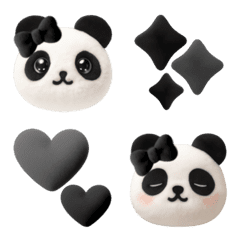 ぬいぐるみパンダとハートの絵文字（黒）