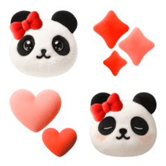 ぬいぐるみパンダとハートの絵文字（赤）