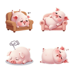 Exhausted Chubby Pink Pig