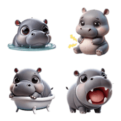 Emoji Cute Chubby Baby Hippo 2