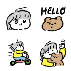 ぽよぽよ子どもと相棒くまの日常絵文字