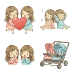 仲良し双子ちゃんの毎日使える絵文字