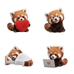 อีโมจิแพนด้าแดงหลายท่าทาง