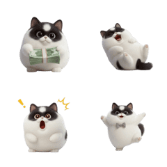 อีโมจิแมวขาวดำหลายท่าทาง