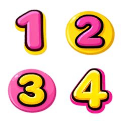 Numbers emoji pink yellow jelly