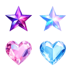 Colorful crystal star and heart