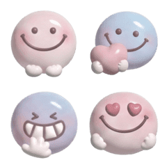 スマイルニコちゃん♡くすみ色3Ｄ絵文字