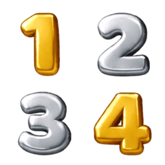 Gold Silver Shiny Numbers emoji