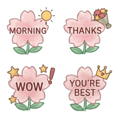 可愛花朵英語問候表情符號