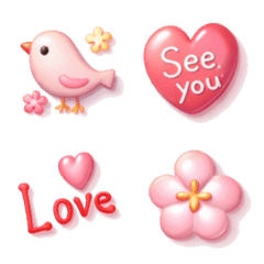 ふんわり　シンプル　ピンク×レッド