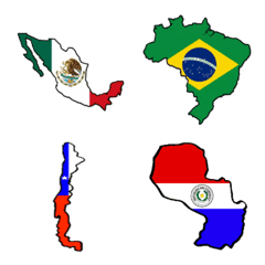 北米/中米/南米大陸の地図と国旗の絵文字
