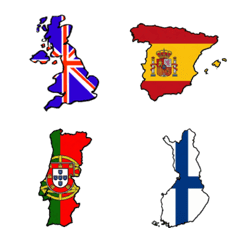 ヨーロッパと中東の地図と国旗の実用絵文字