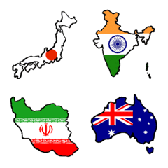 アジア大陸/オセアニアの島々地図と国旗