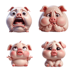 怒ってもかわいいピンクのぶた