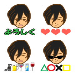 【顔＊絵文字】ショートヘア・黒