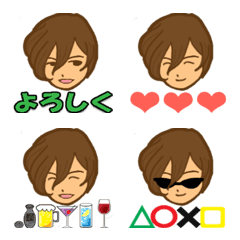 【顔＊絵文字】ショートヘア・茶