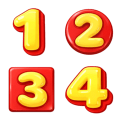 Emoji Bright red Yellow Numbers