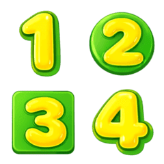 Emoji Bright green Yellow Numbers
