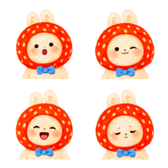 ♡雲朵兔兔表情貼7♡草莓兔兔♡