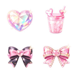 Sparkly Luxury Heart, Ribbon Drink Emoji