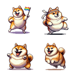 応援する太っちょ柴犬