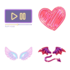 Y2K復古霓虹與粉彩裝飾表情貼