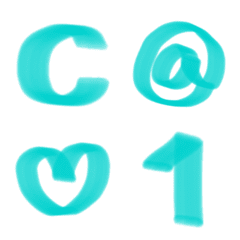 青色手寫英文字