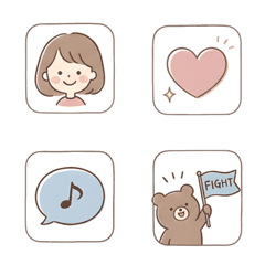 Cute Girl & Bear Daily Emoji