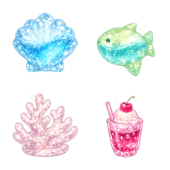 Sparkling ocean gem and seashell