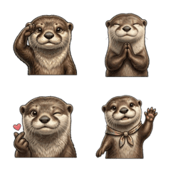 Realistic otter reaction emoticons