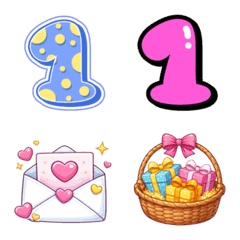 Emojis, numbers & colorful decorations.
