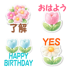 Spring flowers Glitter sticker-style