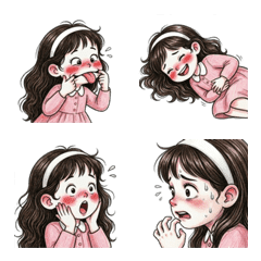 小女孩繪畫表情符號