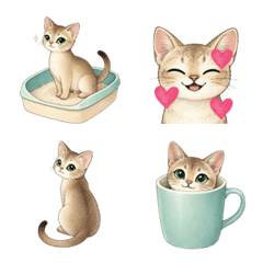 Tiny Singapura Cat Daily Emojis