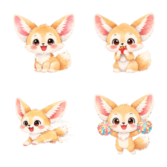 Cute Watercolor Fennec Fox Emoji