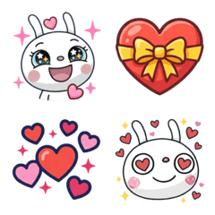 Move Many Heart Marshmallow Rabbit Emoji