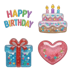 お誕生日＆お祝い おめでとう3Dデコ絵文字1