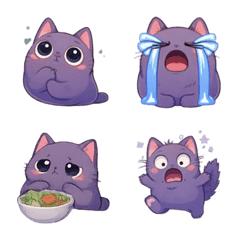 Chubby Purple Cat Mood Pack