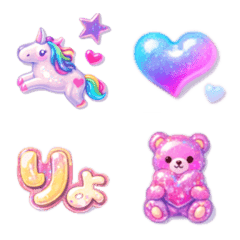 Puffy Glitter Emoji Resin Style Stickers