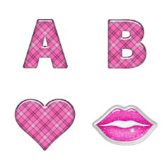 emoji and alphabet pink mesh2