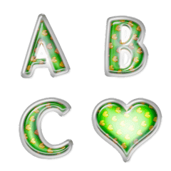 emoji and alphabet lime green frost