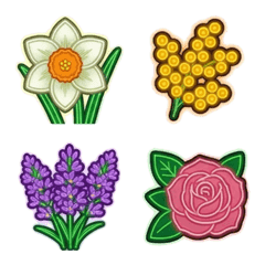 可愛霓虹花朵邊框貼圖