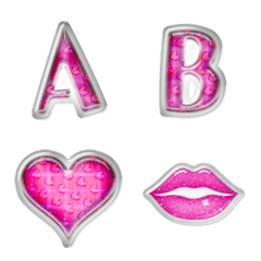 alphabet with emoji pink