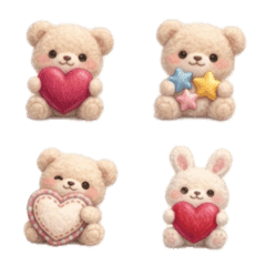 อิโมจิกระต่ายขนฟูและหมี｜coco♡