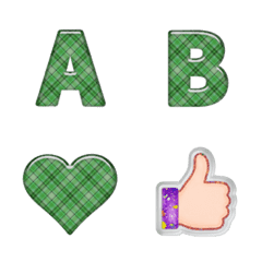 alphabet with emoji green cloth