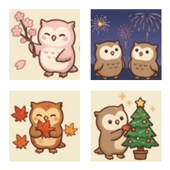 Owls and Japanese Festival Emojis 40
