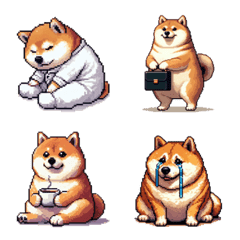 Pixel art Polite form fat shiba dog emoj