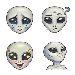 Cute Grey Alien Emojis